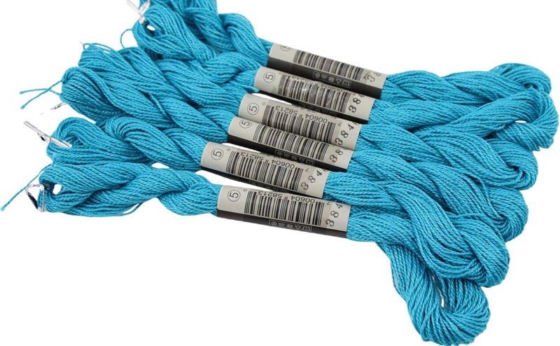 KCS 162 Yards(150 Meters) Mercerized Pearl Cotton Crochet Needlepoint Thread,Size 5,6 skeins,Bright Turquoise it，3846 - Image 5